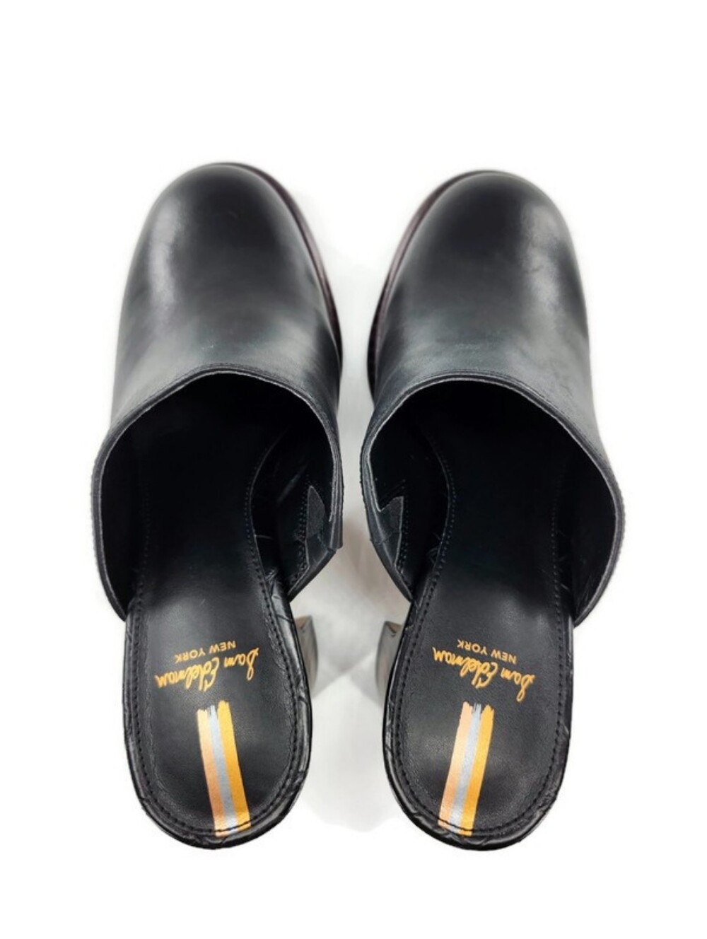 Sam Edelman Shiloh Black Leather Wood Look Block High Heel Platform Mule Clogs - Picture 6 of 11